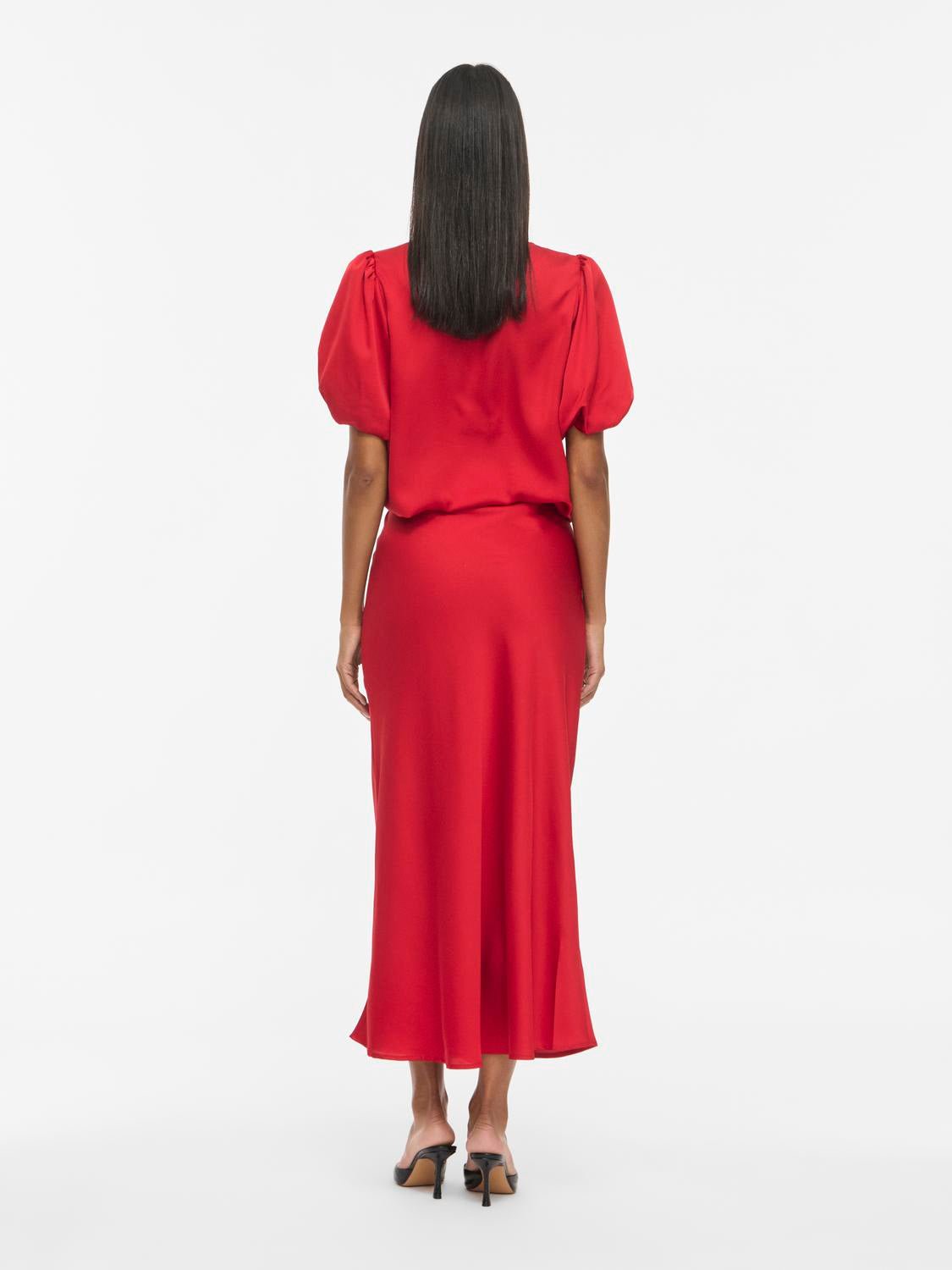 VIELLETTE Midi Skirt - Savvy Red - VERO MODA & VILA Bergvik